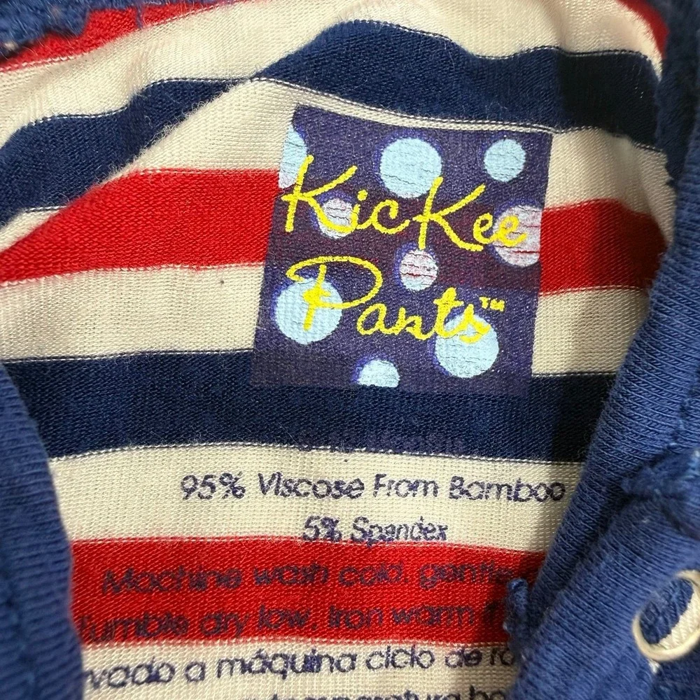 Kickee pants baby red white blue striped romper 6-12‎ months